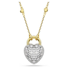 Collar con colgante Swarovski Idyllia con forma de corazón pavé y perla color oro amarillo
