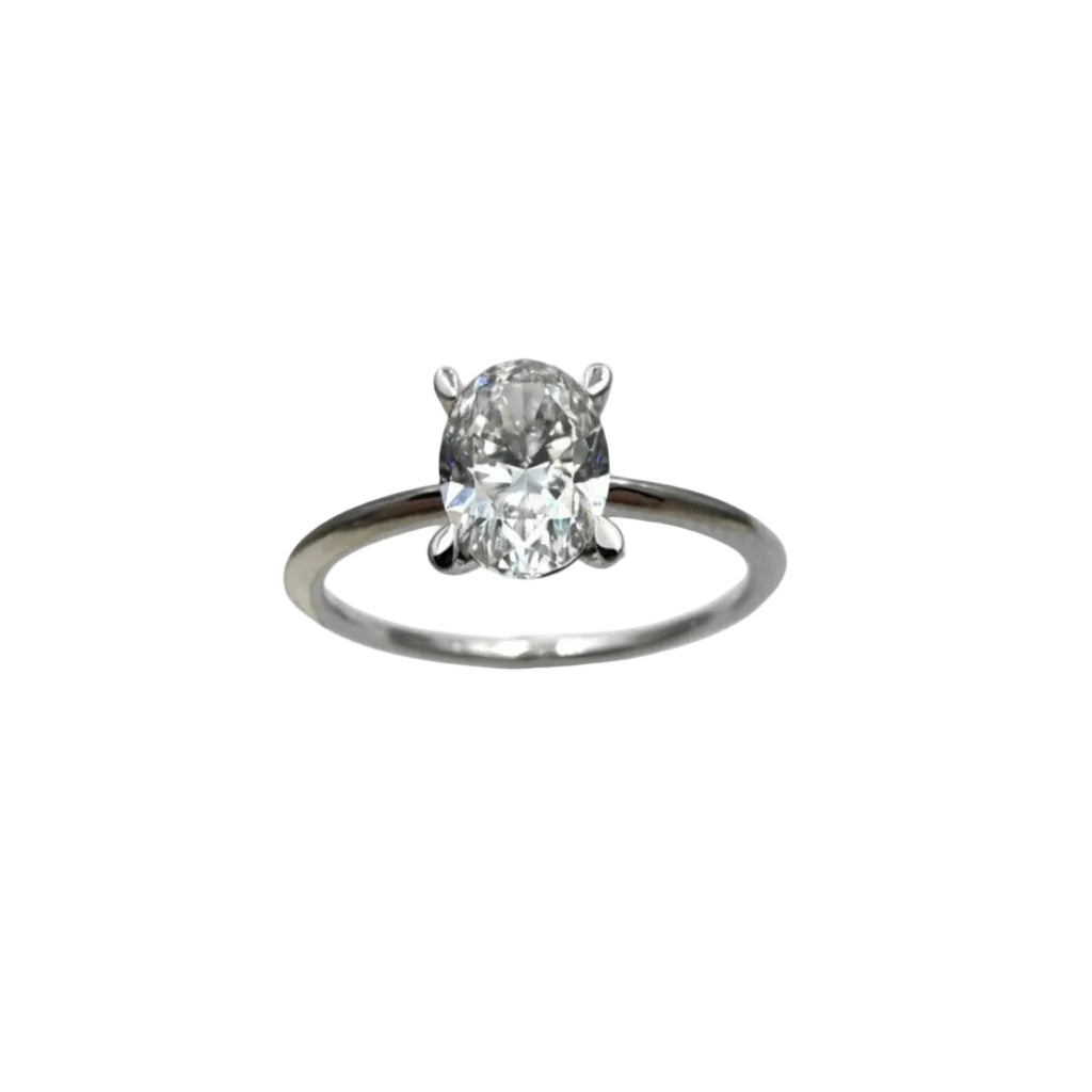 Anello Iannelli in Oro Bianco 18 KT con Diamante Naturale Taglio Ovale ct. 1,01 IGI ANX0V1