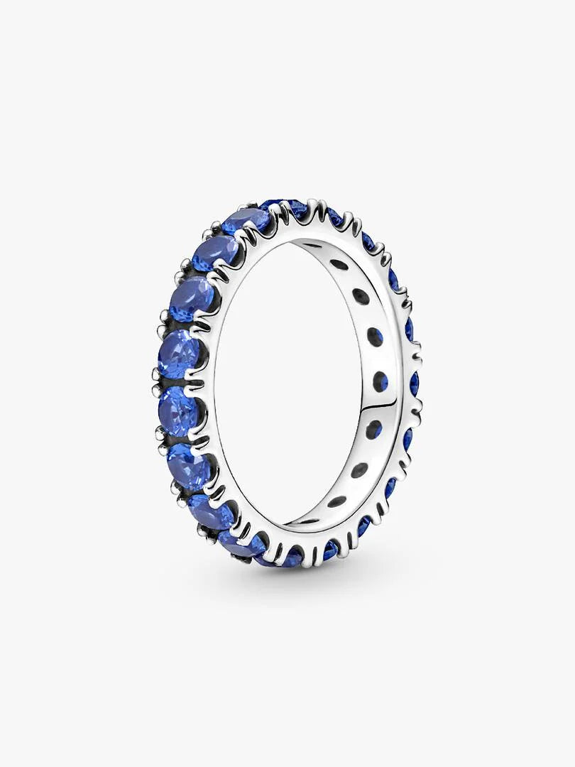 Anillo Pandora con banda azul brillante