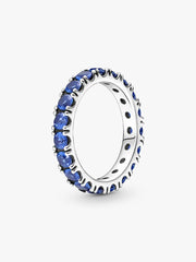 Anillo Pandora con banda azul brillante