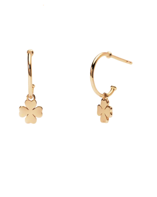 Orecchini Marcello Pane Rosè con Quadrifoglio Pendente