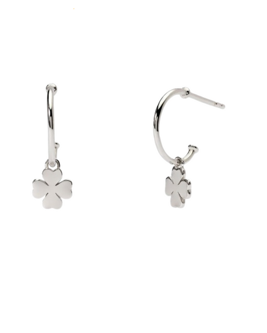 Orecchini Marcello Pane Argentati con Quadrifoglio Pendente