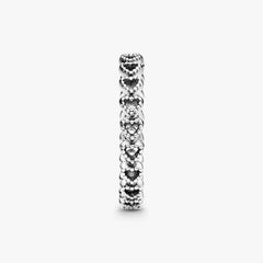 Pandora Silver Hearts Band Ring