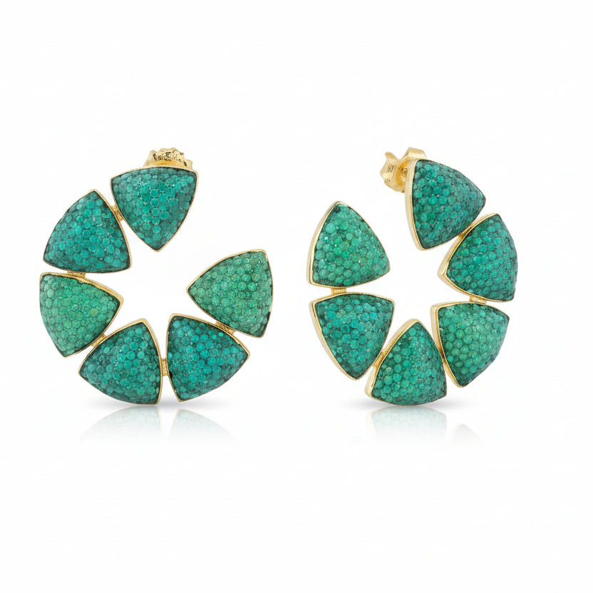 Dreams Stud Earrings with Green Zircon Pavé