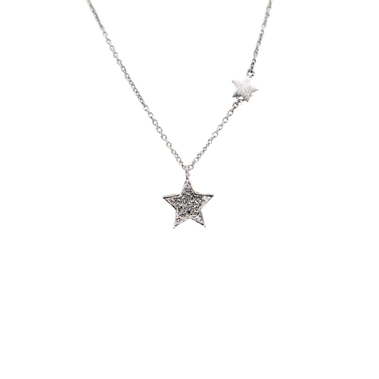 Collana Stelle in Oro Bianco 18 KT e Diamanti
