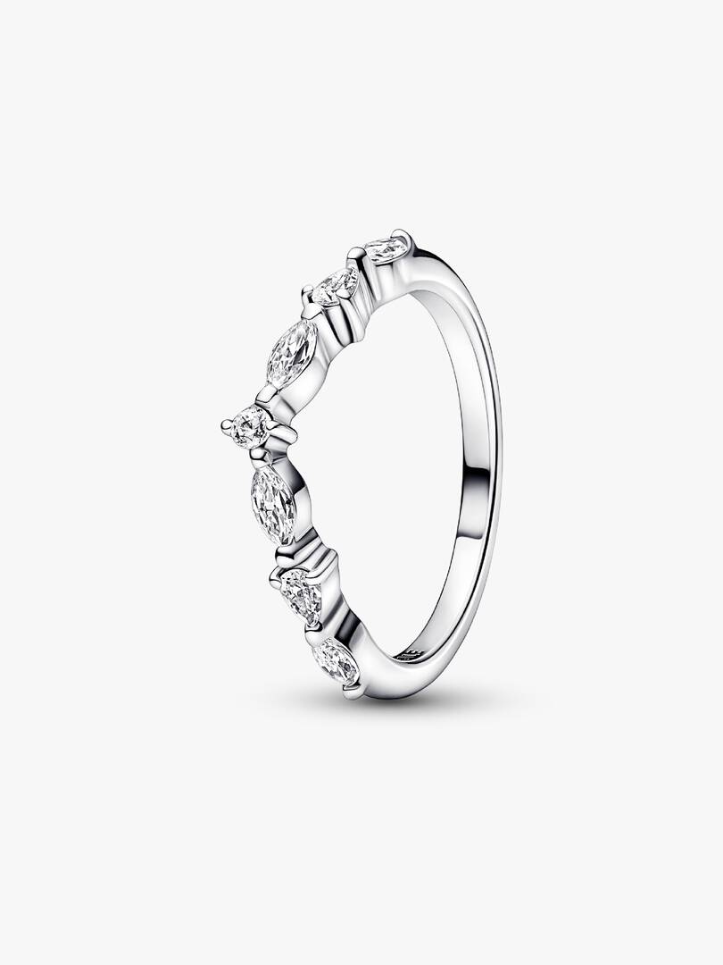 Anillo Pandora con marquesa brillante y deseos en plata