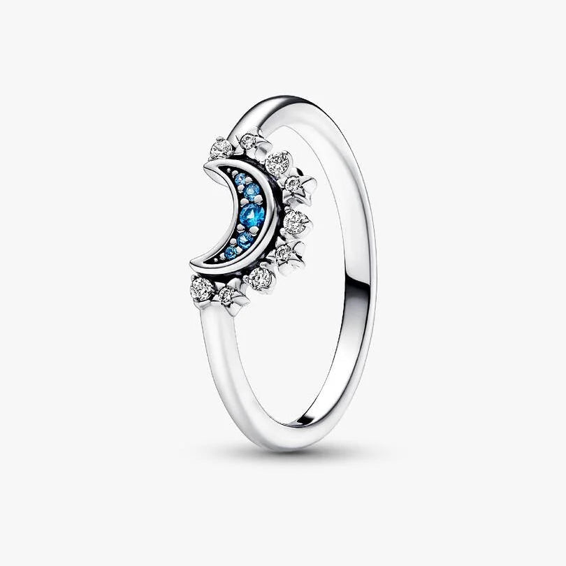 Pandora Moon Ring with Blue Stones
