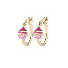 Amen Girl Hoop Earrings with Pink and Fuchsia Enameled Ladybug ORJCOGFU1