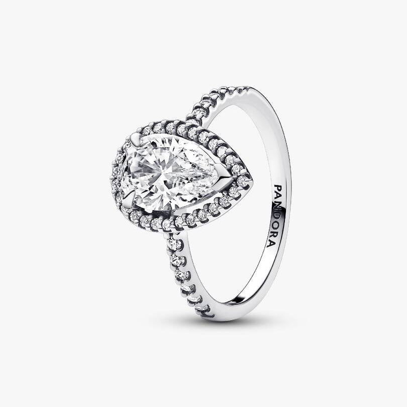 Anillo Pandora con punto de luz y gota grande