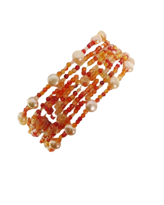 Bracciale Rajola Valzer con Corniola, Perle Rosate e Madreperla