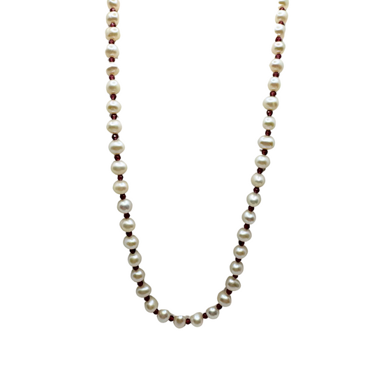 Collana Rajola Simply con Perle e Granato