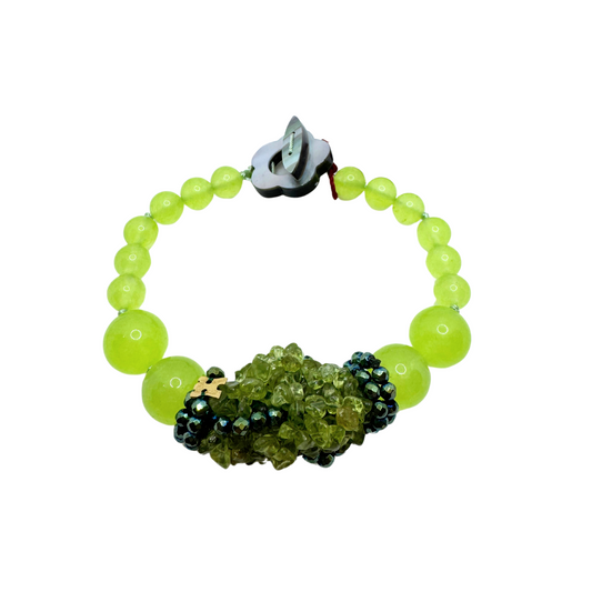 Bracciale Rajola Hula con Giada, Peridoto ed Ematite