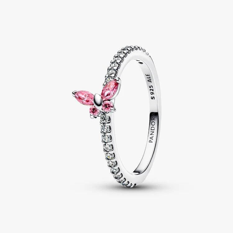 Anello Pandora Farfalla Scintillante Rosa 194269C02