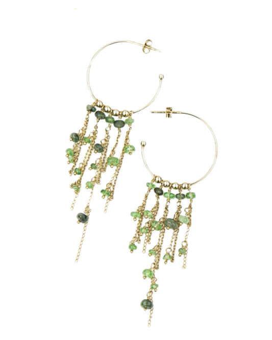 Orecchini Ishwara con Smeradi e Tsavoriti