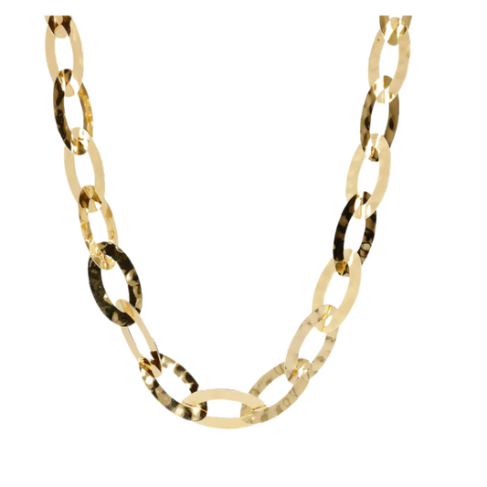 Collar etrusco de cadena larga ovalada plana martillada
