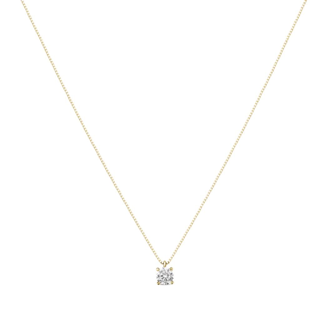 Stroili Claire 9 KT Yellow Gold Venetian Chain Solitaire Necklace Cubic Zirconia 1433823