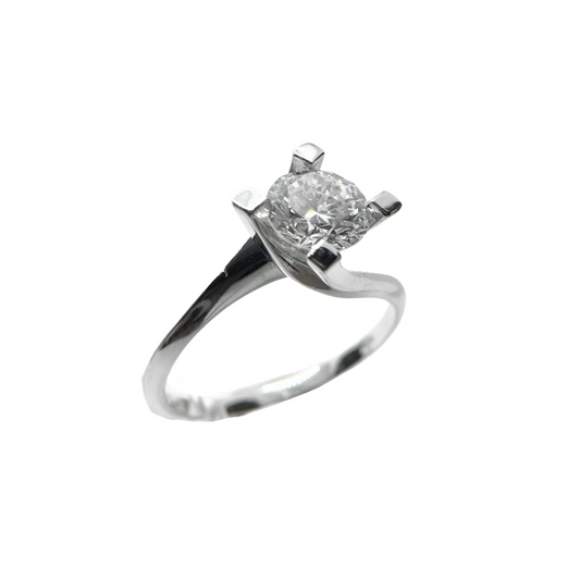 Contrarié Solitaire Ring in White Gold with 0.70 ct Diamond