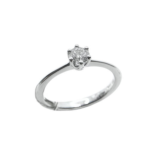 Anello Davite&Delucchi Solitario a 6 Punte in Oro Bianco e Diamante Centrale