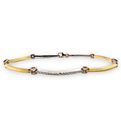 Men's Bracelet in 18kt Yellow and White Gold with Flat Links