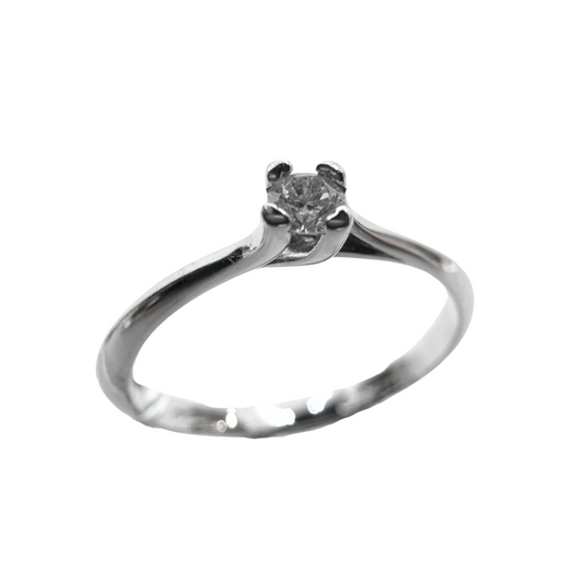 Anello Iannelli Hand Made in Oro Bianco con Diamante Centrale