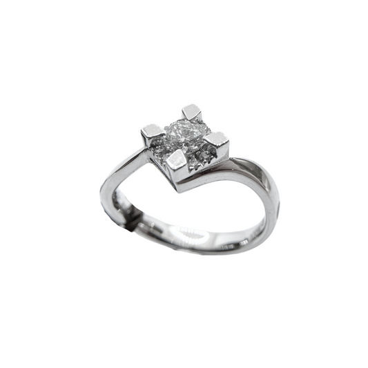 Anello Bibigì Solitario In Oro Bianco E Diamanti