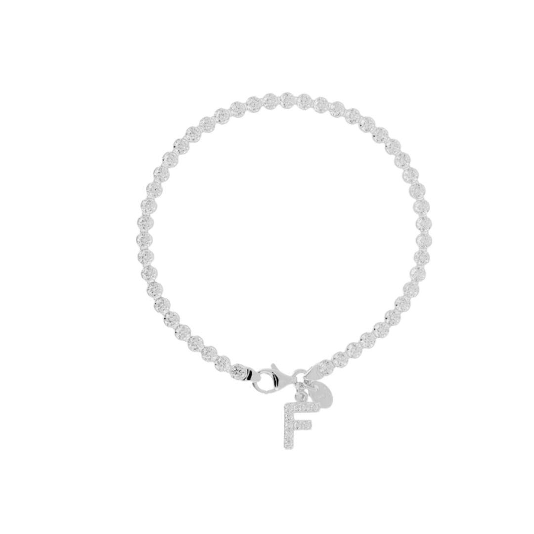 Pulsera de tenis Bronzallure de circonita cúbica con colgante de F pavé