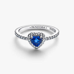 Anello Pandora Cuore in Rilievo Blu Intenso 198421c09