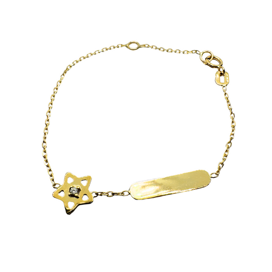 Bracciale Bimba in Oro Giallo 18 KT con Stella e Targhetta con Zirconcino
