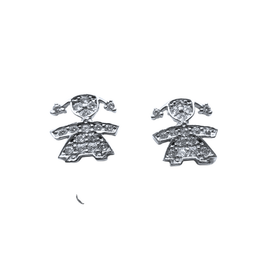 Pendientes de niña en oro blanco de 18 kt con circonitas