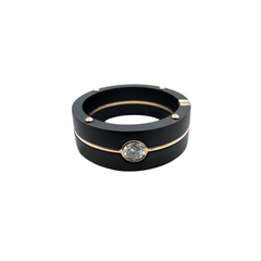 Anello Giorgio Visconti da Uomo in Titanio Oro e Diamante -