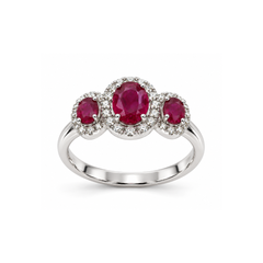 Bibigì Trilogy Ring in White Gold with Rubies and Diamonds