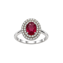 Anello Bibigi Con Rubino-Smeraldo-Zaffiro E Doppio Contorno Di Diamanti -