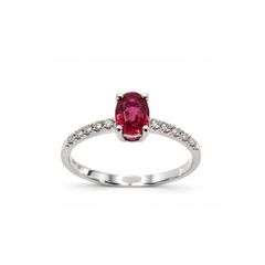 Bibigì Eternity Ring with Central Sapphire, Ruby, or Emerald and Diamonds