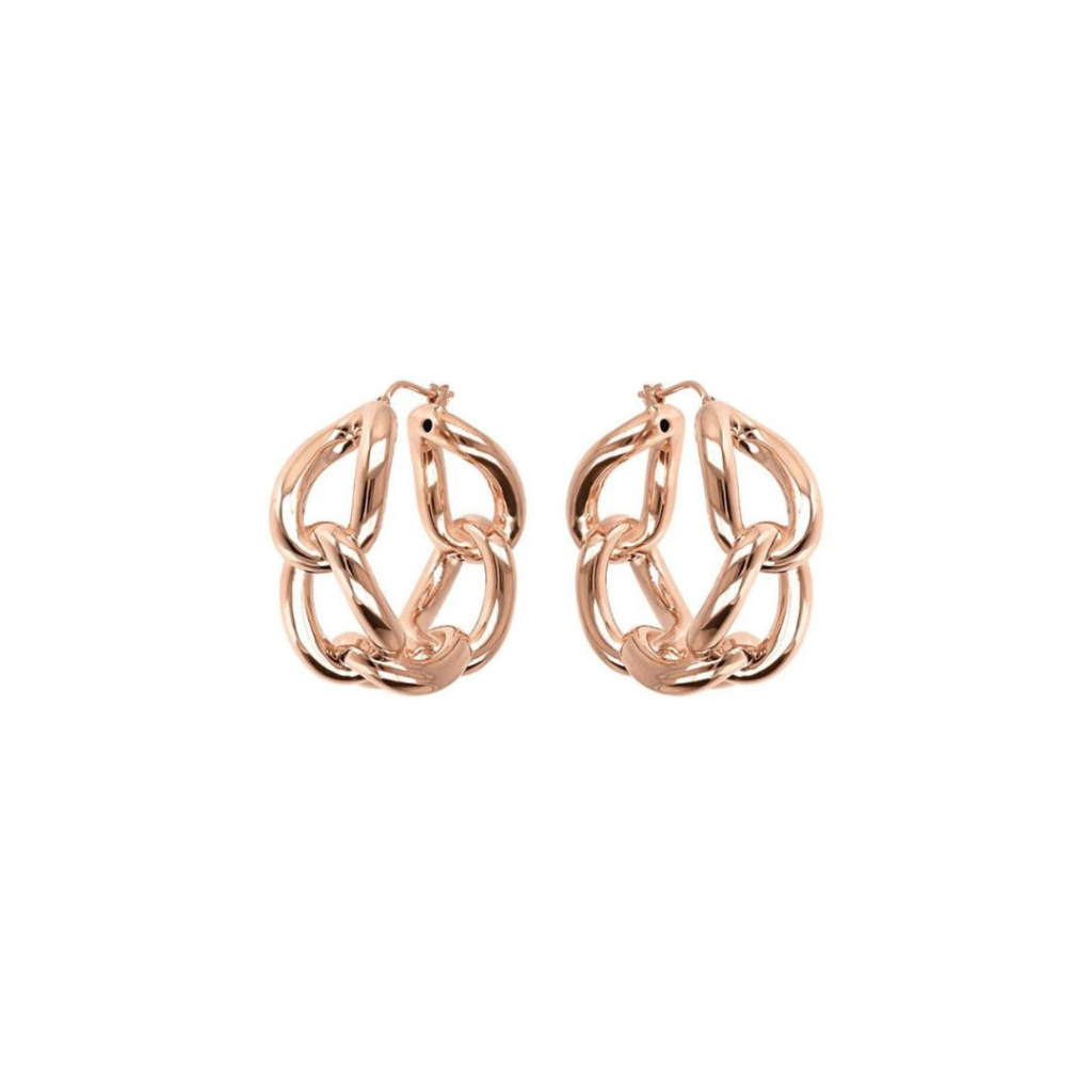 Bronzallure Hoop Earrings with Elongated Twisted Cable Chain