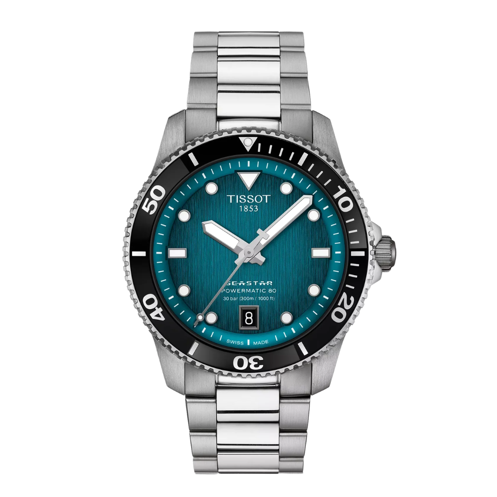Orologio Tissot da Uomo Seastar 40 mm Automatico Powermatic 80 Verdeacqua T1208071109100