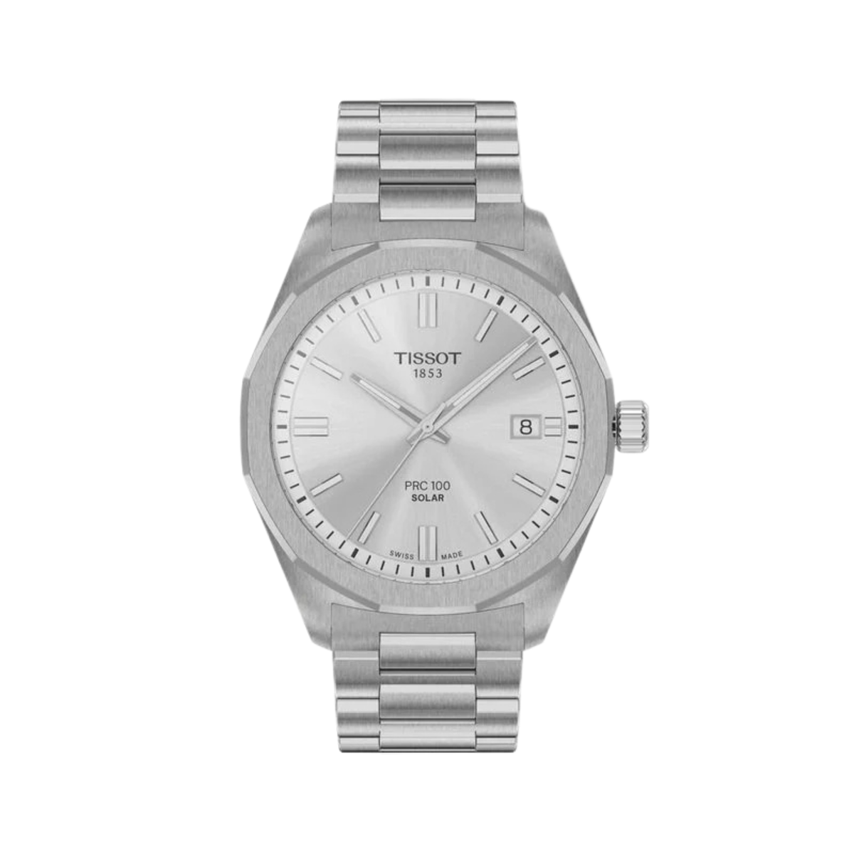 Reloj Tissot PRC 100 Solar de 39 mm con esfera plateada