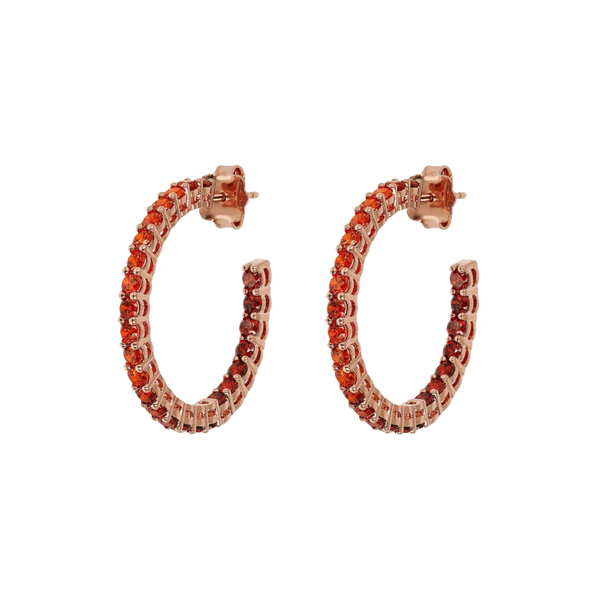 Pendientes de aro grandes Bronzallure con circonitas cúbicas naranjas y efecto degradado