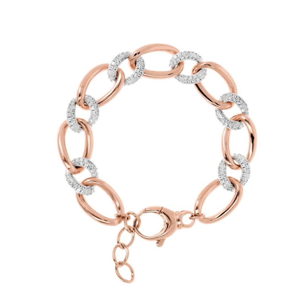 Pulsera Bronzallure con eslabones ovalados y elementos de circonitas cúbicas pavé