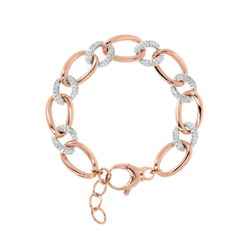 Pulsera Bronzallure con eslabones ovalados y elementos de circonitas cúbicas pavé