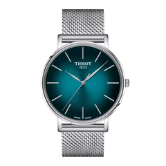 Reloj Tissot Everytime con esfera verde y correa de malla milanesa