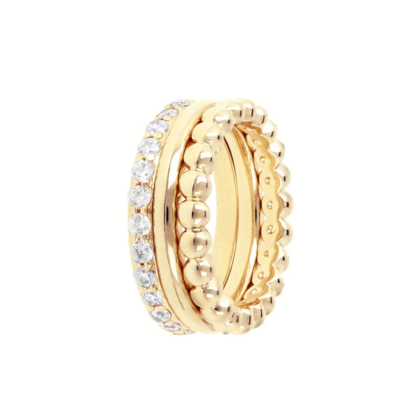 Conjunto Bronzallure de anillos dorados con circonitas