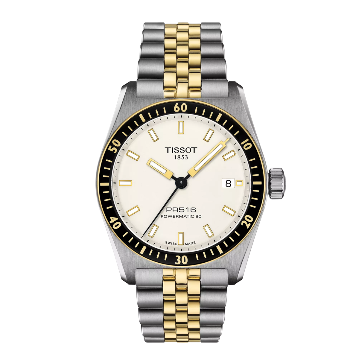 Orologio Tissot PR516 Powermatic 80 Bicolore Quadrante Bianco T1494072201100
