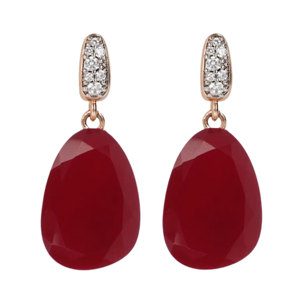 Pendientes Bronzallure Precious con ágata roja y pavé de circonitas cúbicas