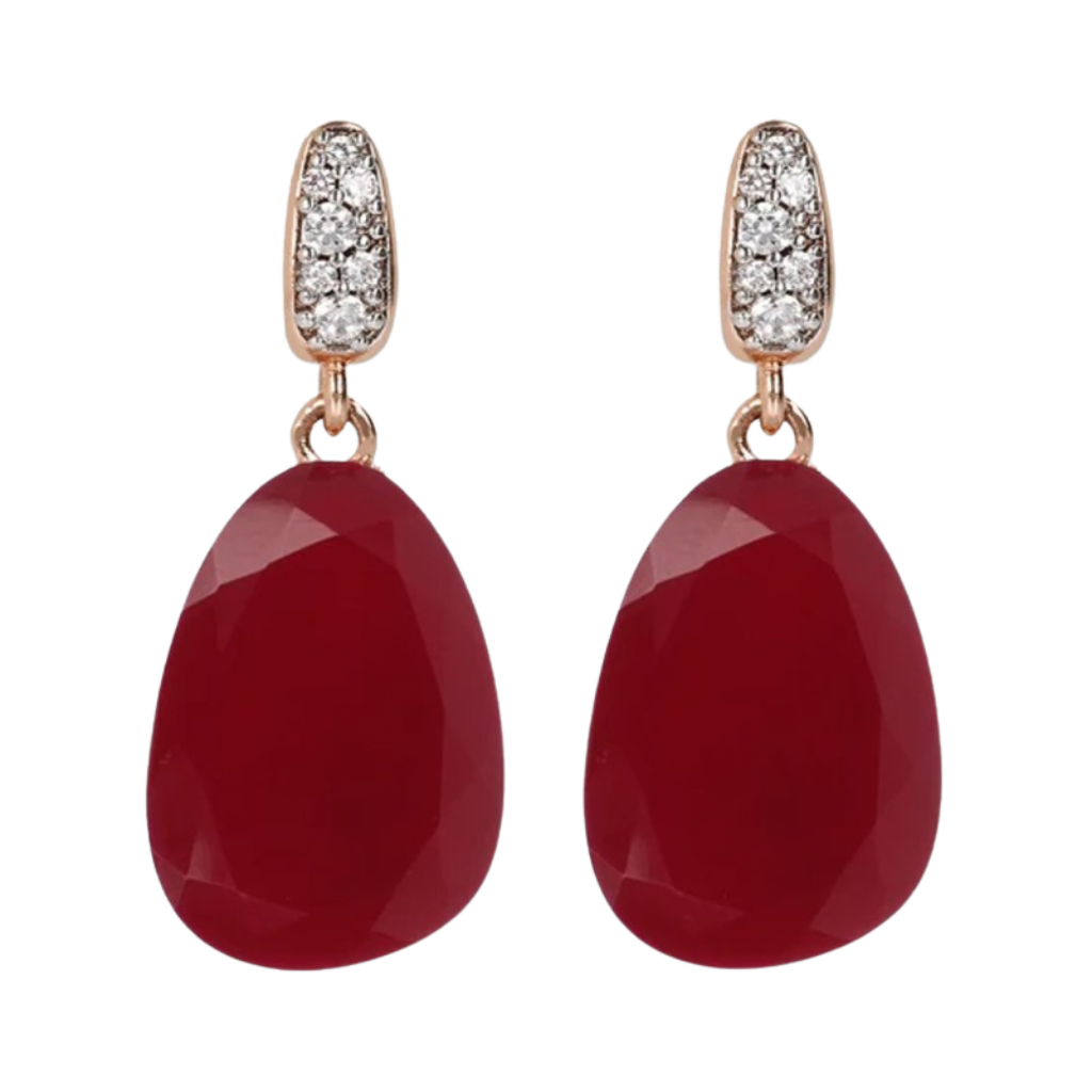 Pendientes Bronzallure Precious con ágata roja y pavé de circonitas cúbicas