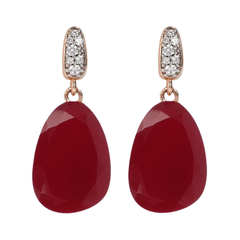 Pendientes Bronzallure Precious con ágata roja y pavé de circonitas cúbicas