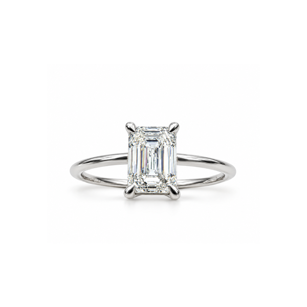 Anello in Oro Bianco 18 KT con Diamante Taglio Ottagonale ct. 1,01 ANXSM1
