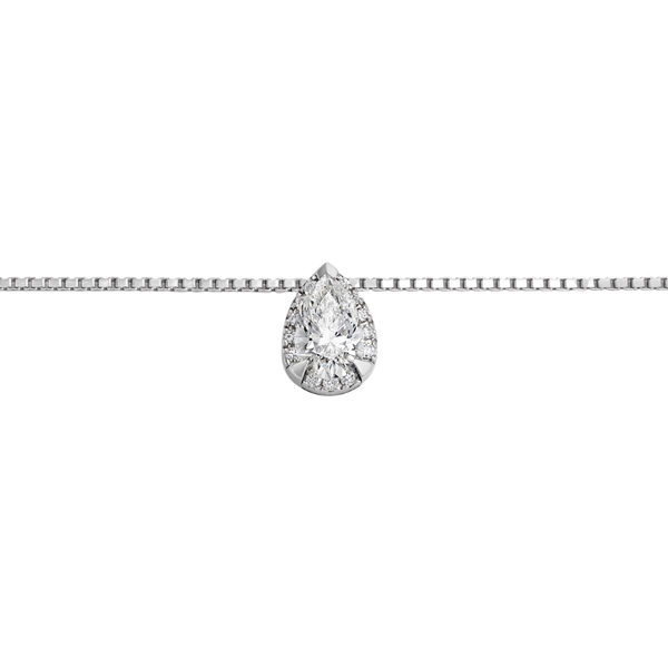 Giorgio Visconti white gold necklace with a central drop-cut diamond and side diamonds