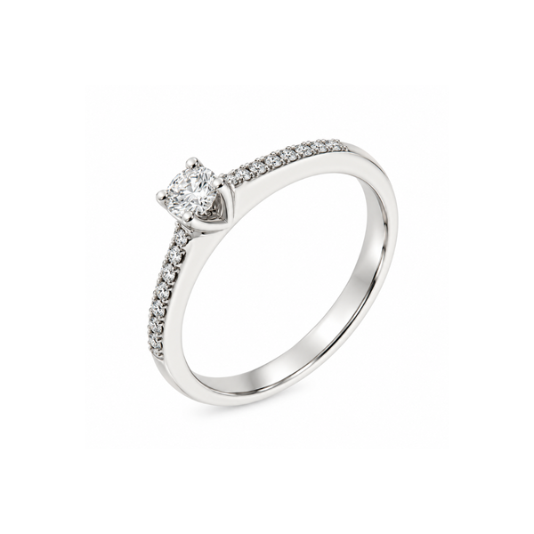 Anillo solitario Giorgio Visconti con diamante central y diamantes en el cuerpo