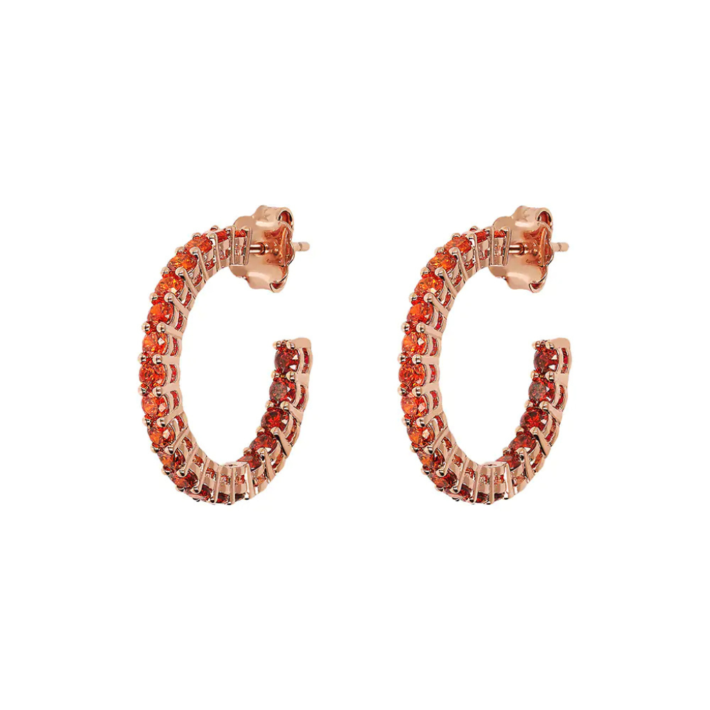 Pendientes de aro Bronzallure con circonita cúbica de gota naranja mediana