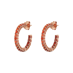 Pendientes de aro Bronzallure con circonita cúbica de gota naranja mediana